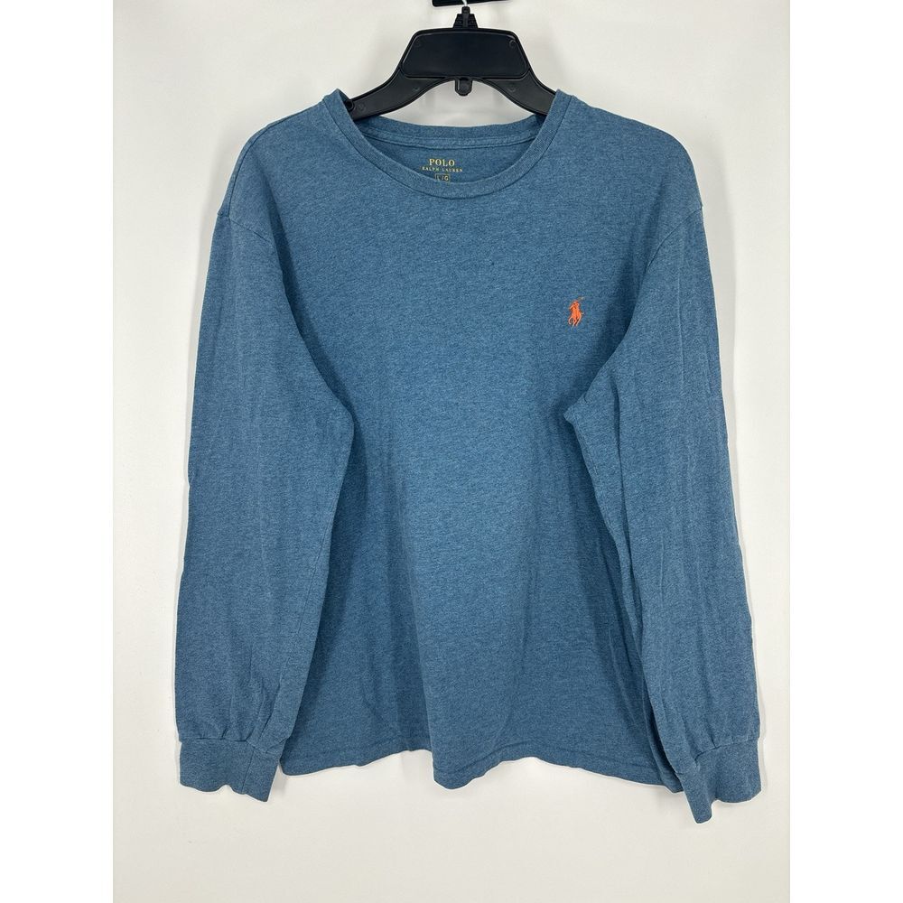 Polo Ralph Lauren Basic Solid Blue Pony Logo‎ Long Sleeve T Shirt Crewneck Large